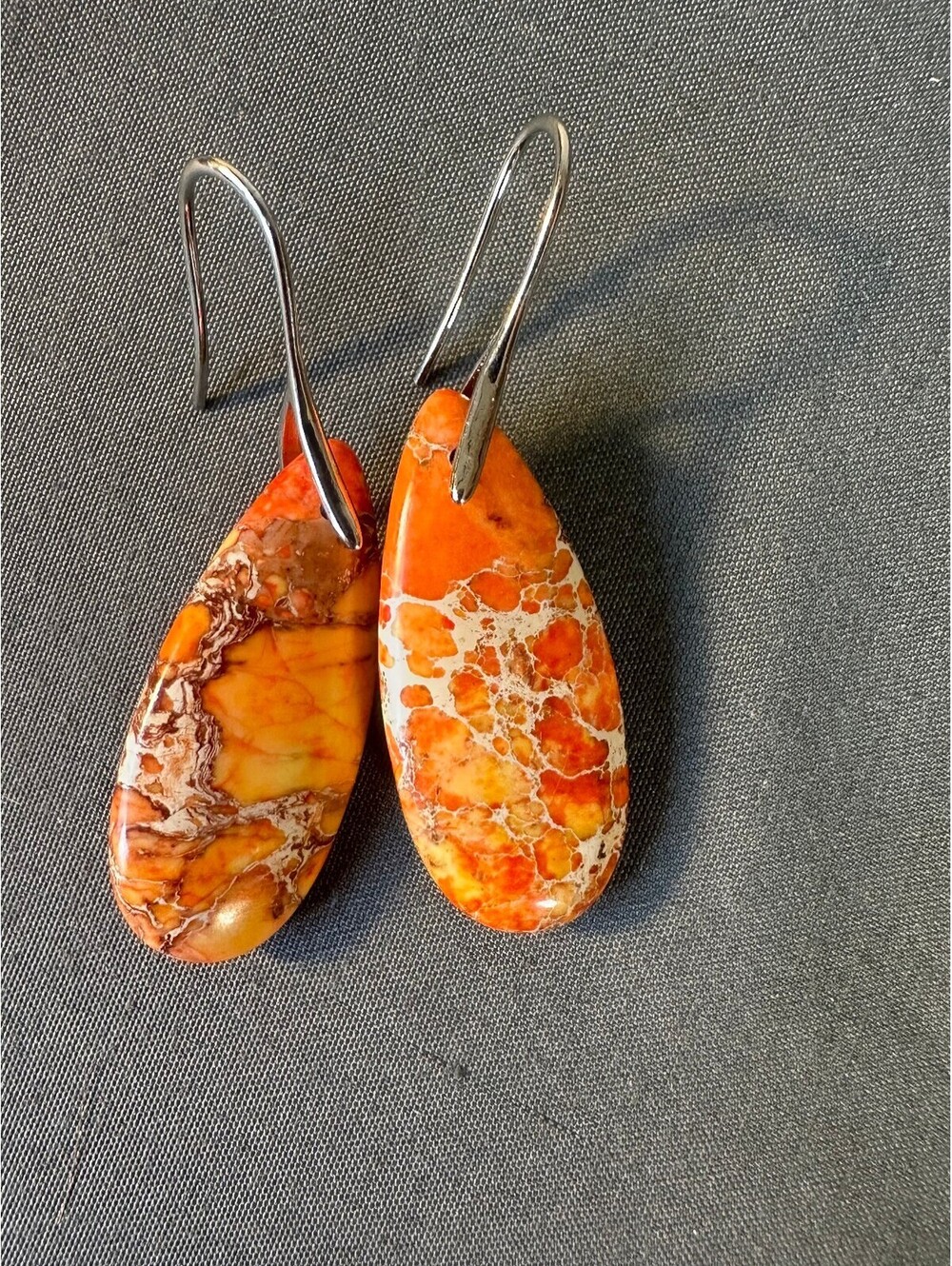 Orange Stone Boho Teardrop Earrings